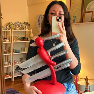 Red Koziol Knife Set