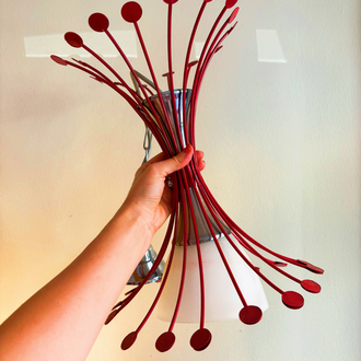 Red Metal + Glass Funky Ceiling Lamp