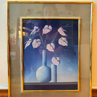 80’s Gold Framed Anthurium Wall Art 