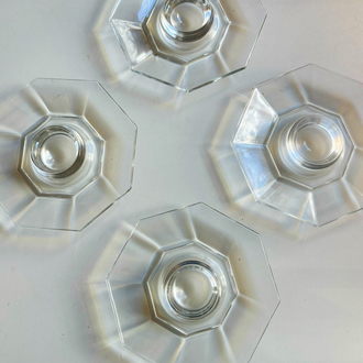 80’s French Clear Glass Octagonal Egg Cups