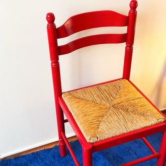 1960’s Italian Red Lacquered Wooden Chair 