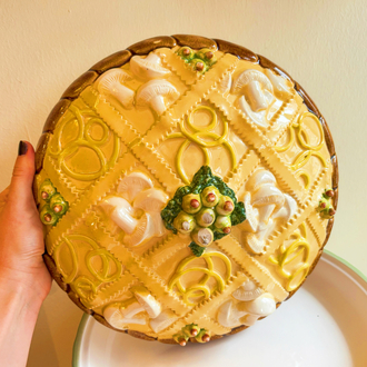 Mushroom + Cheese Tart Shaped Handmade Ceramic Box 