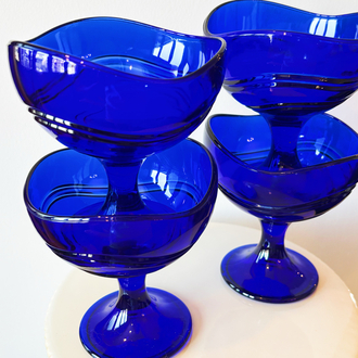 80’s French Electric Blue Dessert Cups