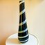 70’s Italian Murano Glass Black and White Striped Tall Vase