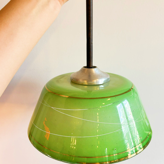 60’s Green Opaline Glass Ceiling Lamp 