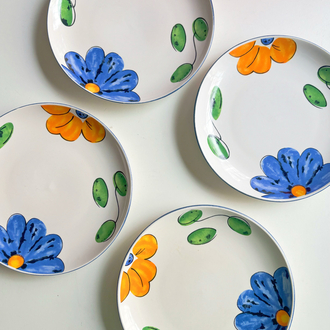 Ceramic Plates with Flower Design 