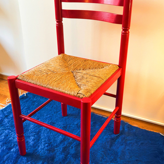 1960’s Italian Red Lacquered Wooden Chair 