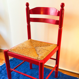 1960’s Italian Red Lacquered Wooden Chair 