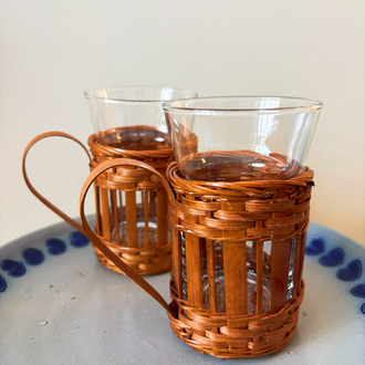 70’s Bamboo Glass Mugs