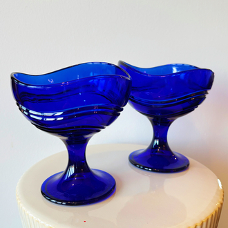 80’s French Electric Blue Dessert Cups