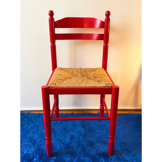 1960’s Italian Red Lacquered Wooden Chair 