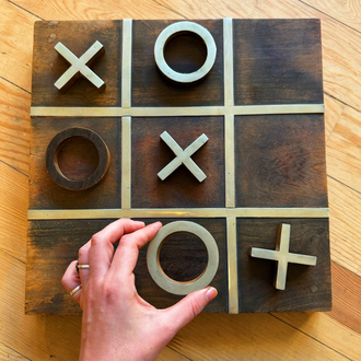 Metal + Wood Tic Tac Toe