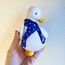 Bisque Porcelain Duck Sculpture with Ribbon