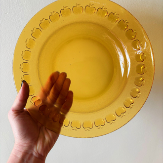 70’s Apple Embossed Amber Glass Deep Plates 