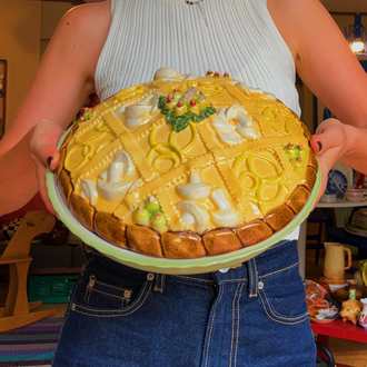 Mushroom + Cheese Tart Shaped Handmade Ceramic Box 