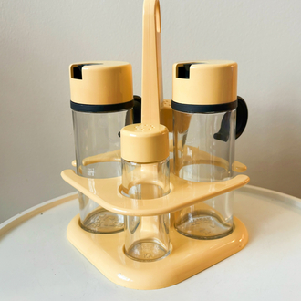 80’s Spanish Butter Yellow Condiment Set 
