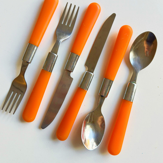 Orange + Steel Cutlery Set