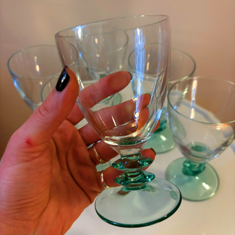 French Luminarc Goblets with Turquoise Stem 