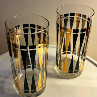 70’s Gold + Black Cocktail Glasses 
