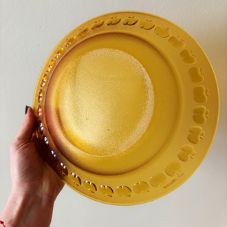 70’s Apple Embossed Amber Glass Deep Plates 