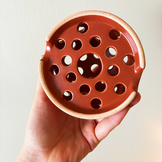 Brown Matte Ceramic Flower Frog
