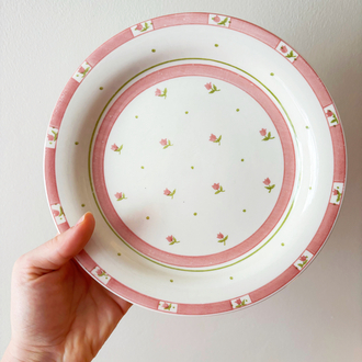 English Wall Plate with Tiny Pink Flowers