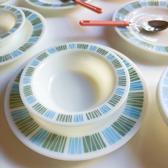 60’s English Opaline Matchmaker Plates