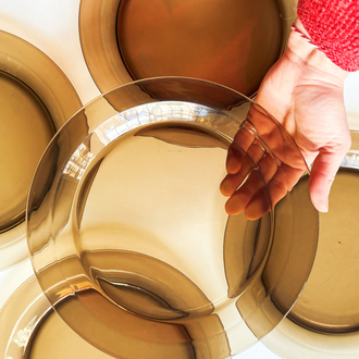 80’s Vereco Smoky Glass Plates