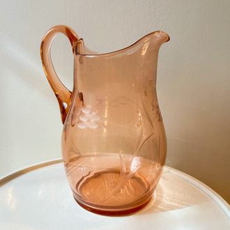 80’s Rose Pink Glass Jug