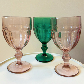 80’s American Duralite Colorful Glass Goblets 