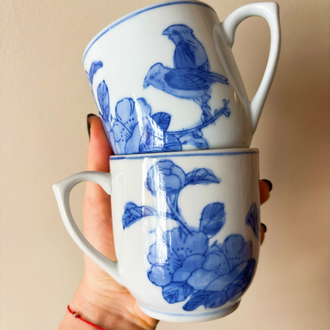 80’s Hand Painted Porcelain Mugs from China