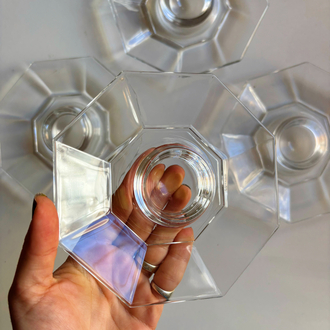 80’s French Clear Glass Octagonal Egg Cups