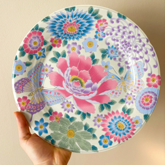 Japanese Hand Painted Floral Wall Plate 