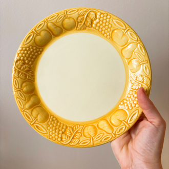 90’s Yellow Fruit Embossed Ceramic Plates