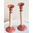 80’s Pink Enamel Plated Brass Candlesticks