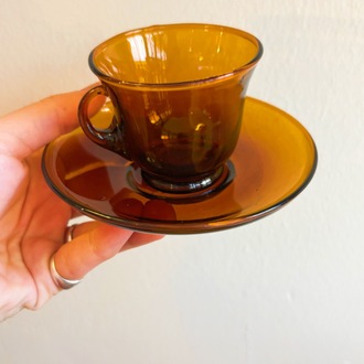 70’s Hand Blown Amber Glass Espresso Cups