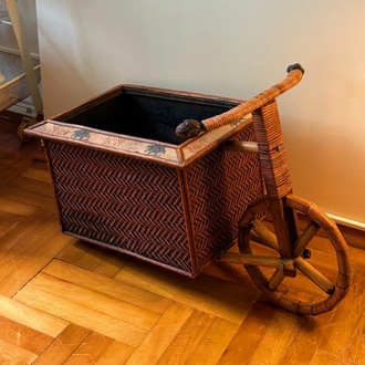70's Handmade Rattan Bike Basket 