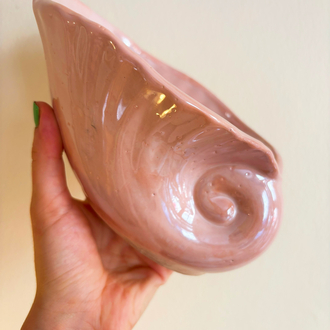 80’s Pink Iridescent Seashell Bowl 