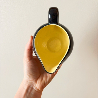 Yellow + Black Ceramic Milk Jug 