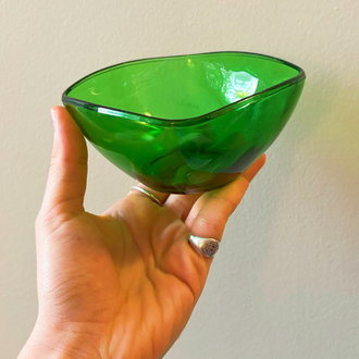 70’s French Vereco Square Green Glass Bowls