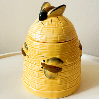 Ceramic Bee Embossed Honey Jar
