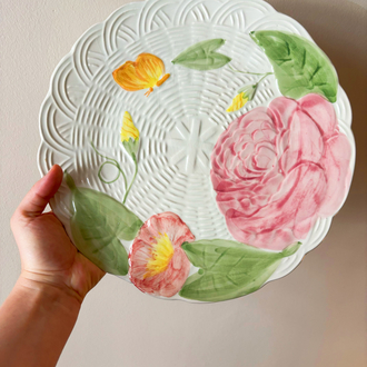 Italian Flower Embossed Ceramic Plates