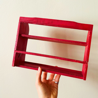70’s Red Wooden Mini Kitchen Shelf 