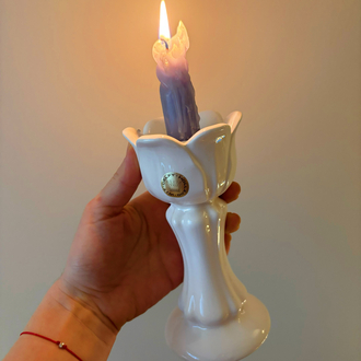 80’s Dutch Delft Porcelain Candleholder 