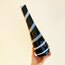 70’s Italian Murano Glass Black and White Striped Tall Vase