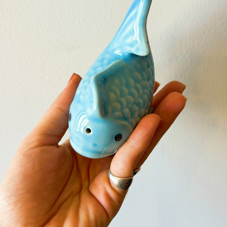 Blue Fish Ceramic Salt and Pepper Shakers 