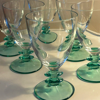 French Luminarc Goblets with Turquoise Stem 
