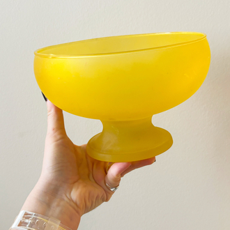 Yellow Satin Glass Pedestal Bowl