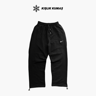 KIŞLIK NKE Vintage Baggy Siyah Tracksuit (Ayarlanabilir Paça Lastiği KIŞLIK KUMAŞ)