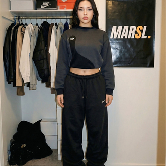 NKE Vintage Baggy Siyah Tracksuit (Ayarlanabilir Paça Lastiği MEVSİMLİK KUMAŞ)